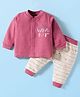 I Bears Fleece Knit Full Sleeves Winter Wear Sweatshirt & Joggers Set With Hello Winter Text Print - Pink & White