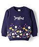 Babyhug Cotton Knit Full Sleeves Sweatshirt With Floral Graphics - Navy Blue