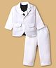 Robo Fry Cotton Woven Full Sleeves Blazer & Trouser With Inner Tee & Bow Applique - White