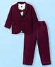 Robo Fry Cotton Woven Full Sleeves Jacket T-Shirt & Trouser with Attached Bow - Wine