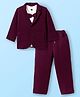 Robo Fry Cotton Woven Full Sleeves Jacket T-Shirt & Trouser with Attached Bow - Wine