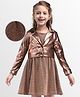 Hola Bonita Knit Party Wear Shimmer Long Sleeves Jacket with Glitter Dress - Copper