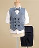Robo Fry Cotton Woven Full Sleeves 3 Piece Party Suit With Checks Print & Bow - Blue