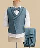 Robo Fry Cotton Woven Full Sleeves Solid 3 Piece Party Suit With Bow - Blue