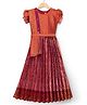 Bhartiya Paridhan Silk Woven Half Sleeves Ethnic Dress With Dupatta Set & Floral Print - Maroon