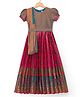 Bhartiya Paridhan Silk Woven Half Sleeves Ethnic Dress With Dupatta Set & Floral Print - Maroon