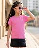Kookie Kids Single Jersey Knit Half Sleeves T-Shirt with Small HD Print - Pink