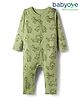 Babyoye 100% Cotton Knit Full Sleeves Romper With Animal Print - Green