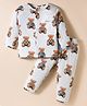 ToffyHouse Knit Full Sleeves Co-Ord Nightsuit with Teddy Print - Light Blue
