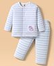 ToffyHouse Knitted Full Sleeves Night Suit With Unicorn Embriodery - White