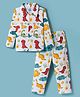 Doodle Poodle 100% Cotton Knit Full Sleeves Co-ord Night Suit with Dino Print - White