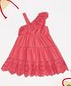 Pantaloons Junior Cotton Woven Sleeveless Floral Schfilli Embroidered Dress - Pink