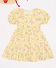 Pantaloons Junior Cotton Woven Half Puffed Sleeves Floral Printed Dress - Yellow