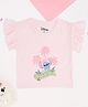 Pantaloons Junior 100% Cotton Knit Disney Lilo & Stitch Featuring Flutter Sleeves Ohana Text & Character Printed Top - Baby Pink