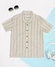 Pantaloons Junior Cotton Woven Half Sleeves Abstract Striped Shirt - Olive Green & White
