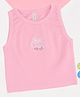 Pantaloons Junior Cotton Spandex Knit Sleeveless Cherry Embroidered & Rhinestones Tank Crop Top - Pink