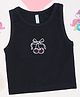 Pantaloons Junior Cotton Spandex Knit Sleeveless Cherry Embroidered & Rhinestones Tank Crop Top - Black