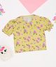 Pantaloons Junior Viscose Knit Half Puffed Sleeves Floral Printed Shirt Style Top - Yellow