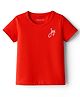 Kookie Kids Single Jersey Knit Half Sleeves Solid Coloured T-Shirt with Small HD Print - Red