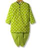 Teentaare Cotton Woven Full Sleeves Kurta Dhoti Set with Floral Print - Limegreen