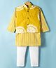 Teentaare Cotton Woven Full Sleeves Kurta & Pajama Set With Printed Nehru Jacket - Yellow & White