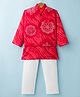 TEENTAARE Cotton Woven Full Sleeves Kurta Pajama & Jacket Set With Floral Print - Red
