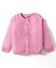Doodle Poodle Knit Full Sleeves Front Open Sweater with Cable Knit Design - Pink