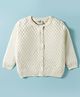Doodle Poodle Knitted Full Sleeves Front Open Sweater with Cable Knit Design - Cream