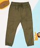 Pantaloons Junior Cotton Woven Solid Joggers - Olive Green