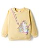 Babyhug Cotton Knit Full Sleeves Sweatshirt with Unicorn Graphics - Yellow