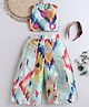 TINY MINY MEE Cotton Woven Sleeveless Mirror Work Detailed Abstract Printed Top & Coordinating Palazzo With Headband - Multi Colour