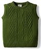 Doodle Poodle Knit Sleeveless Pullover Sweater with Cable Knit Design - Olive Green