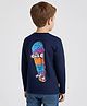 Primo Gino 100% Cotton Knit Full Sleeves T-Shirt With Skate Board Print- Navy Blue