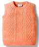 Doodle Poodle Knit Sleeveless Pullover Sweater with Cable Knit Design - Peach