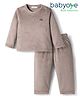Babyoye Fur Knit Full Sleeves Solid Colour Winter Wear Night Suit - Grey