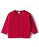 Doodle Poodle Knitted Full Sleeves Pullover Sweater With Cable Knit Design - Red