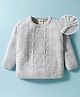 Doodle Poodle Knitted Full Sleeves Pullover Sweater With Cable Knit Design - Grey