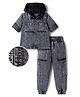 OLLINGTON ST. Denim Full Sleeves Hoodie Shirt & Denim Pants- Charcoal Grey