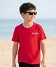 Kookie Kids Single Jersey Knit Half Sleeves Round Neck T-Shirt with Game Text Print - Red