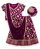 EARTHY TOUCH Single Jersey Knit Choli Lehenga & Dupatta Set With Floral Print - Purple