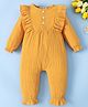 Mark & Mia Cotton Full Sleeves Winter Wear Romper with Frill Detailing - Yellow