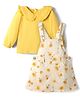 Babyhug Cotton Woven Full Sleeves Frock With Inner Tee & Floral Print - Yellow