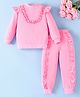 Mark & Mia Cotton Full Sleeves Top & Joggers Set With Frill Detailing - Pink