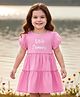 Babyhug Cotton Woven Half Sleeves Frock With Text Print - Pink