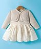 ToffyHouse Knit Printed Party Dress With Full Sleeves Jacket - Cream