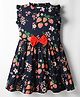 Rassha Frill Sleeves Floral Printed & Bow Applique Detailed Dress - Navy Blue