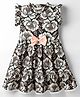 Rassha Frill Sleeves Floral Printed & Bow Applique Detailed Dress - Black & Off White