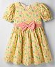 Rassha Half Puffed Sleeves Floral Printed & Bow Applique Detailed Dress - Lemon