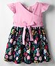 Rassha Cap Sleeves Floral Printed Dress - Pink & Navy Blue