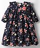 Rassha Full Puffed Sleeves Floral Printed Dress - Navy Blue